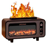 Wood Grain Fireplace Diffuser | Simulated Flame Aroma Diffuser with 7-Color LED | Silent Humidifier with Auto Shut-Off for Bedroom & Living Room